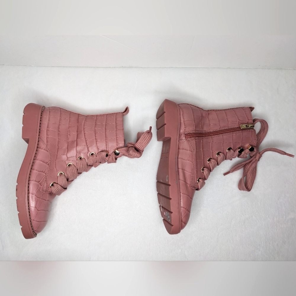 ANTONIO MELANI Pink Leather Combat Boots